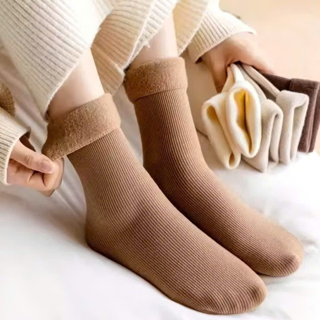 Đôi Tất Vớ Lót Lông Nữ Sinh Nhiệt Cổ Cao Dày Dặn Giữ Ấm Mùa Đông Phong Cách Hàn Quốc Pastel