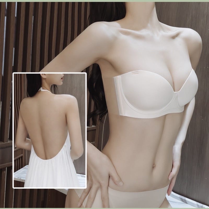 Áo Ngực Quây Có Gọng Chống Tụt Tạo Khe Hở Lưng Dán Silicon Tàng Hình - hình 3