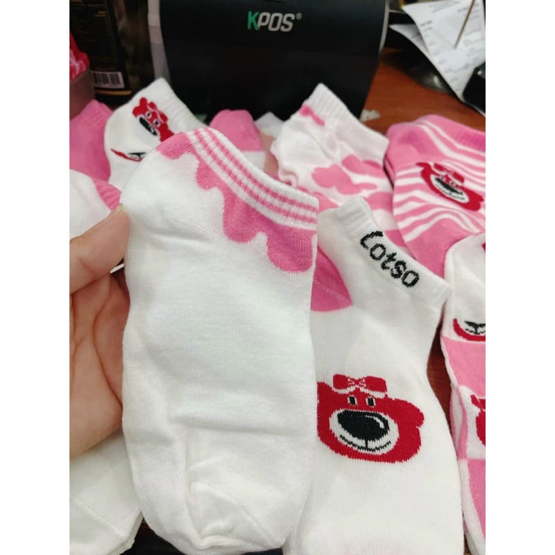 Tất Gấu Dâu Hồng Losto Cổ Ngắn Đáng Yêu Cho Bạn Gái - hình 3